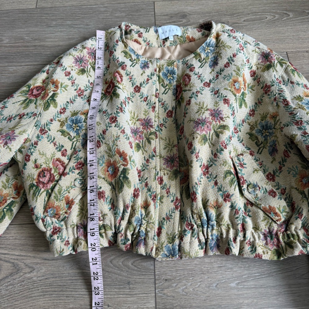 Mabel Floral Fabric Quilted bomber Jacket Size Large - Picture 9 of 11